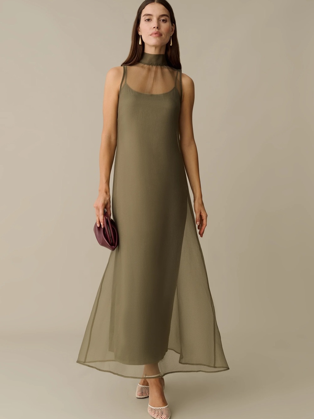 Few Moda Alette Dress, sheer high neck tie